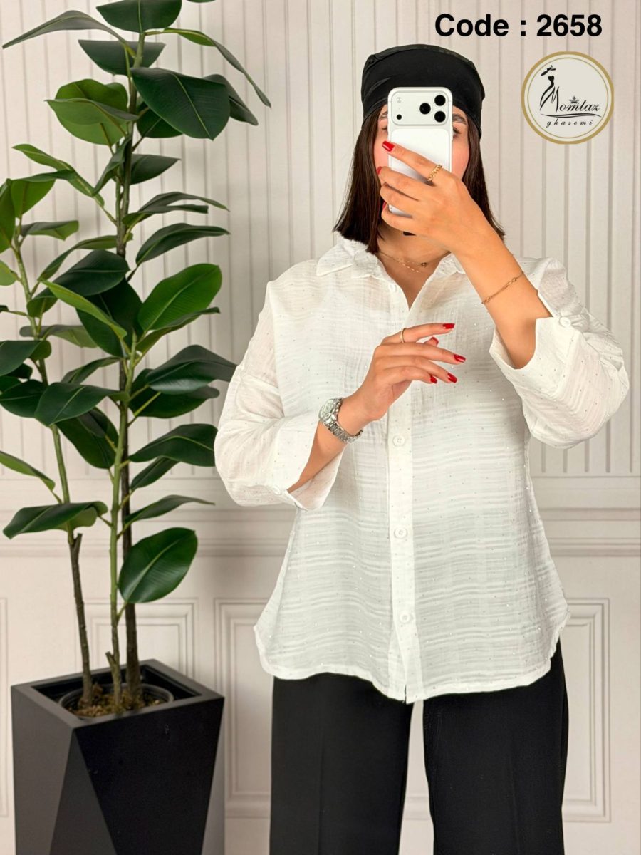 شومیز مچ وی(شیشه ای فول نگین) کد 2658