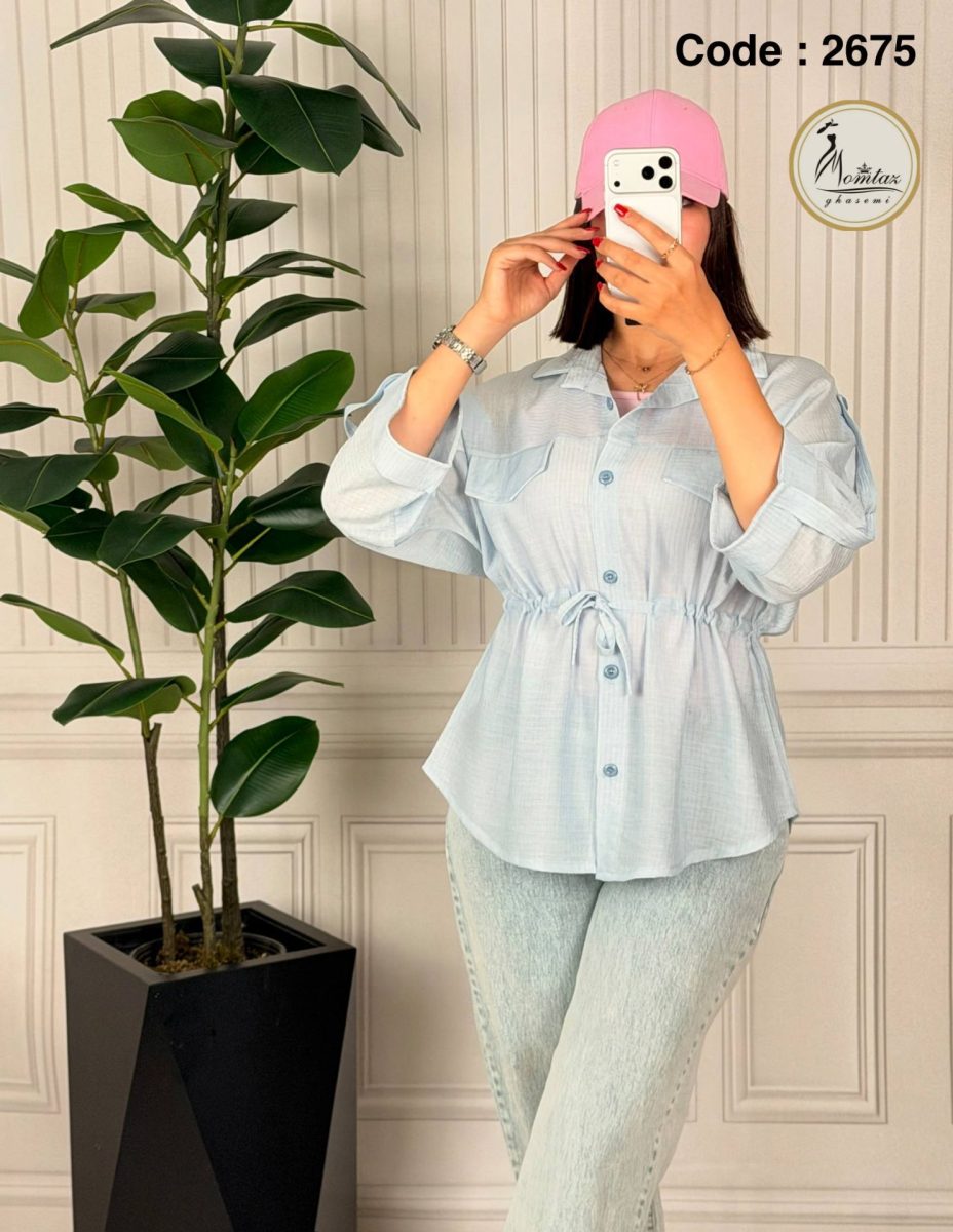 شومیز کمر گت(شیشه ای راه راه) کد 2675