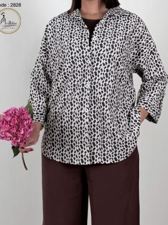 شومیز کیمونو مچ پاکتی(کنزا پلنگی) کد 2828