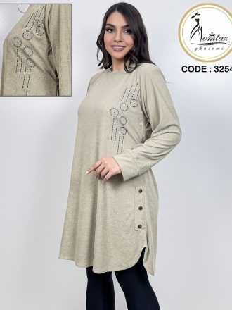 تونیک یقه گرد نگین دار (ونوس کارمینا) کد 3254 (پاییزه)