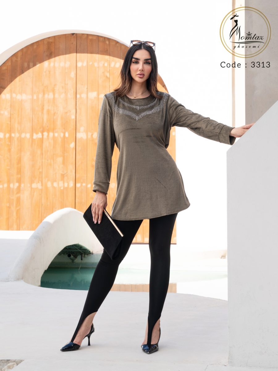 تونیک یقه گرد سینه نگین (مرینوس) کد 3313 (پاییزه)