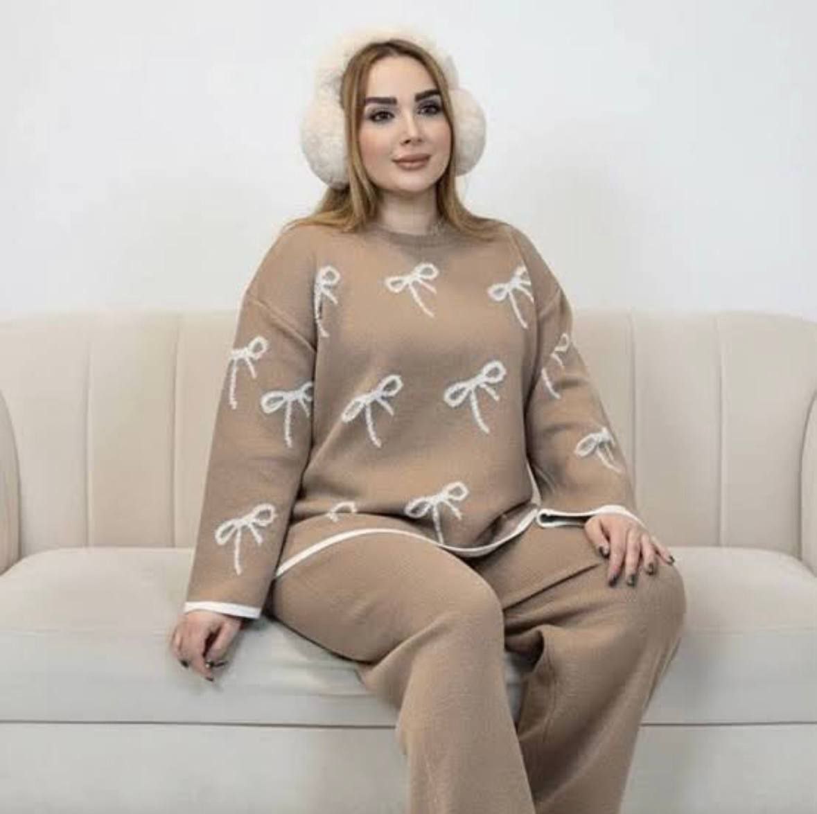 ست بافت بلوز شلوار پاپیونی کد 7040 (پاییزه)
